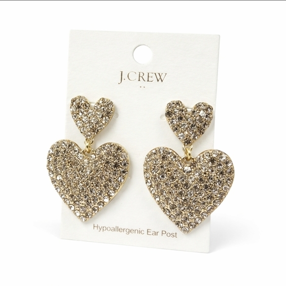 J. Crew Jewelry - J. Crew Sparkling Gold Heart Earrings